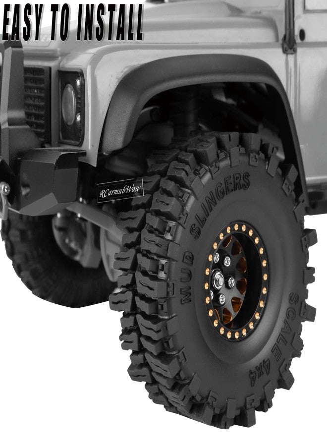 RCarmubWow RC 1.0 Beadlock Wheels 1.0 Beadlock Tires for RC Crawler 1/18 TRX4M,1/24 SCX24,1.0 Beadlock Wheels and Tires Brass Wheels w/Soft Sticky Rubber Tires,4pcs,Style B - Image 4